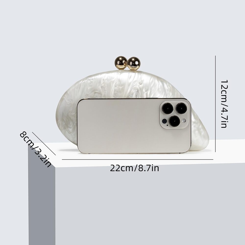 6990 Seashell Chain Shoulder Bag Acrylic Evening Clutch Bag Glitter Marble - Picture 3 of 6